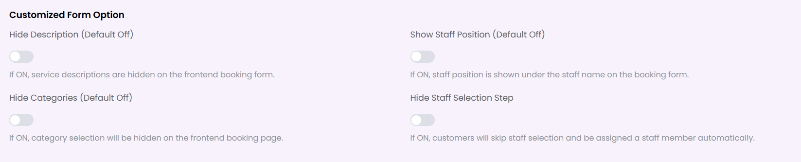 Customized Form Option