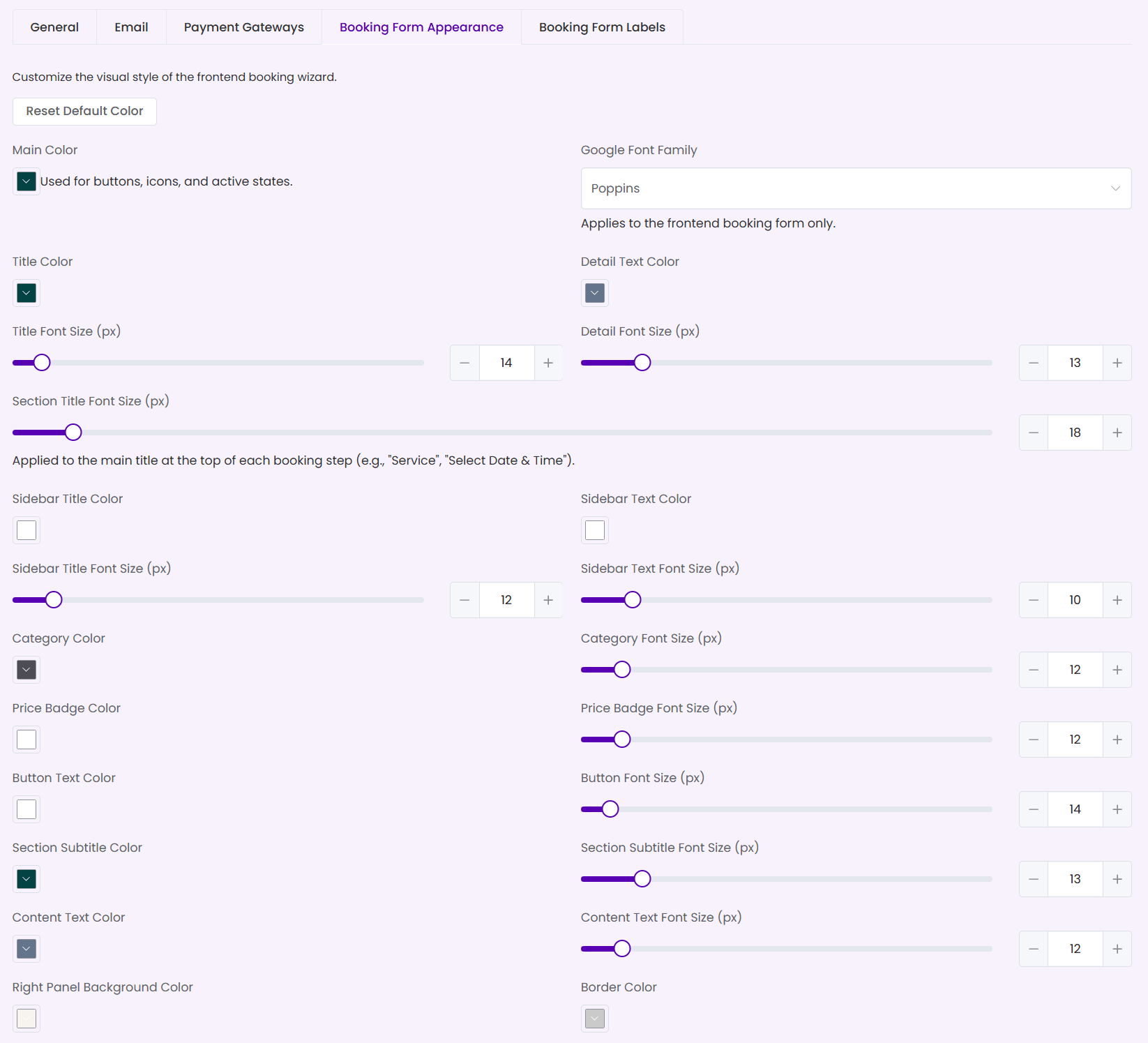 Customize Appearance Settings